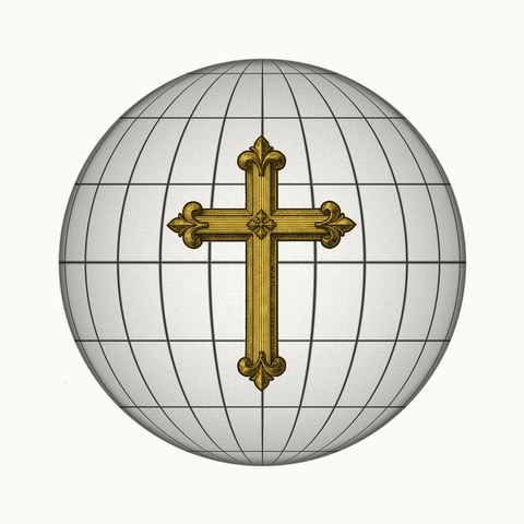 Christian History Daily app icon — a gold cross over a globe